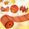 Whaline 6 Rolls Fall Thanksgiving Burlap Ribbon 30 Yard Orange Plaid Autumn Harvest Ribbon Pumpkin Fall Leaves Wired Edge Wrapping Ribbons for Wreath Floral Bows Craft Decor, 2.5In